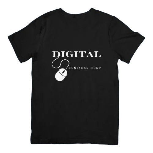 Black t-shirt with white company logo